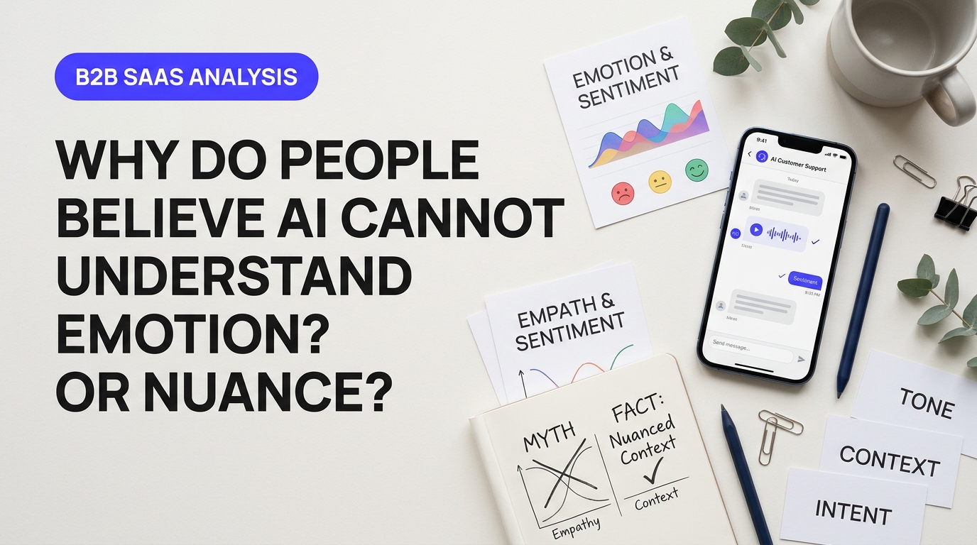 Detailed conceptual illustration explaining Why Do People Believe AI Cannot Understand Emotion or Nuance? in relation to myths about ai customer support agents
