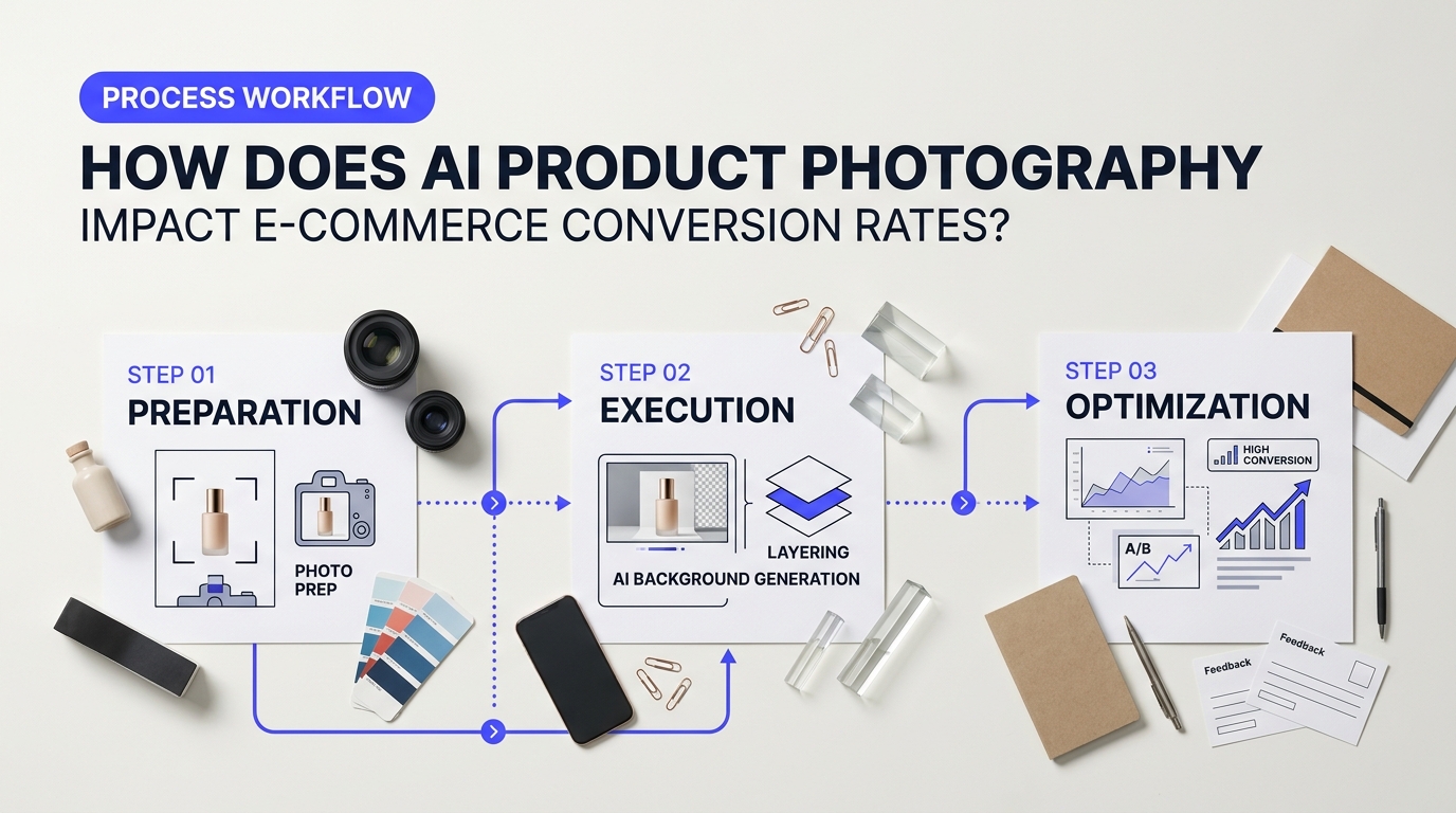 Infographic visual diagram explaining How Does AI Product Photography Impact E-Commerce Conversion Rates? in relation to ai product photography for e-commerce